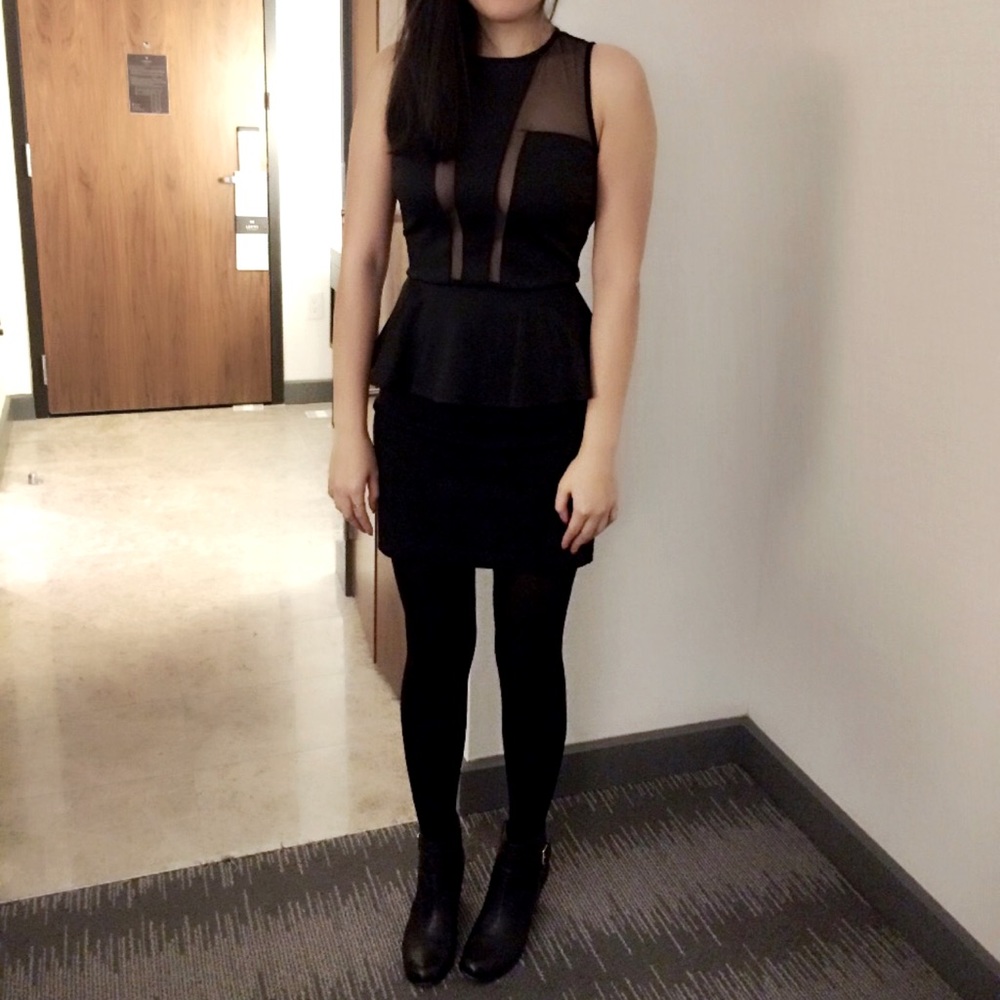 Guess Black Peplum Dress - Size: XS